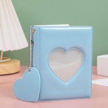 바인더 하트 사진 카드 홀더 만화 앨범 미니 할로우 아이돌 수집 책, [02] Heart Blue