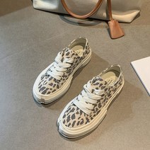 캔버스화 여성 여름 미니멀 레오파드 스니커즈 춘추 슬립온 플랫 슈즈 레오파드 스니커즈 여성 춘추 캐주얼 풀매치 로우 슈즈