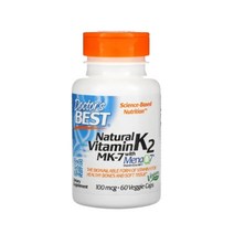 닥터스베스트 천연 비타민 K2 MK-7 MenaQ7 함유 100 mcg 60 식물성 캡슐, 1팩, 60정