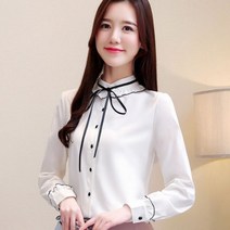 가바바 여성 블라우스 내몸에 딱맞는 리본장식 쉬폰 하객룩 블라우스 G27707