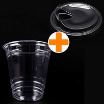 아이엔피 PET 아이스컵 바디 + 드링킹 리드 세트 92mm, 100개, 420ml