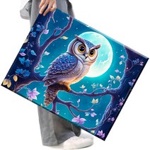 FASEN 사은품+액자 캔버스형보석십자수 DIY세트 라운드 비즈 40 X 50cm, FSE165.부엉이02