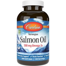 Carlson Labs 노르웨지안 살몬 오일 1000 mg 오메가-3s EPA&DHA 소프트젤, 300개입, 1개