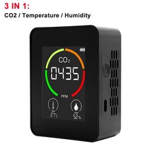 이산화탄소 측정기 미세먼지 가스농도 다기능 6 인 1 CO2 측정기 디지털 온도 습도 co2 센서 TVOC HCHO PM, 01 3 in 1 Black