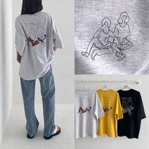 연인 나염 오버핏 반팔티