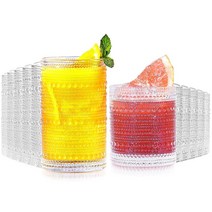Lvtrupc 빈티지 호브네일 음료 잔 355ml1214온스 올드 패션 워터 글라스 컵 및 325ml11온스 칵테일 미적 주방 바 텀블러 유리 제품 선물 세트 스무디 주스 커피 와