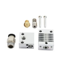 Kingroon ender 3 cr10 j 헤드 핫 엔드 키트 1.75mm 필라멘트 3d 프린터 프린트 헤드 용 히터 서미스터가있는 알루미늄 열 블록, 실버 cr10