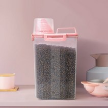 디에스펫 강아지 고양이 소분 사료보관통, 핑크