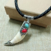 이빨 목걸이 서퍼 바이킹 늑대 치아 펜던트 남자 펑크 록