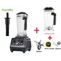 블렌더 부품 BioloMix 3HP 2200W 튼튼한 상용 등급 타이머 믹서 쥬서 과일 식품 프로세서 얼음 스무디 BPA 없음 2L 용기 증정 믹서기 과즙기 분쇄기, [06] Extra Jar and 3Parts, [01] EU 플매트 카펫 러그