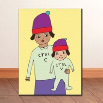 P008 일러스트 홈데코 아이방 엄마와 딸 캔버스액자
