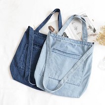 홍대언니 앞 포켓 데님 토트 에코 숄더백 가방 J333