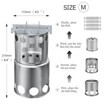 드럼통화로 Westtune-야외 장작 스토브 캠핑용 스테인레스 스틸 목재 연소 초경량 접이식 버너 하이킹