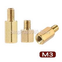 전산 볼트 너트 육각 스레드 M3 * L + 6mm 육각 황동 Standoff 스페이서 나사 기둥 PCB 컴퓨터 PC 마더 보, 01 M3_12 25mm  5pcs