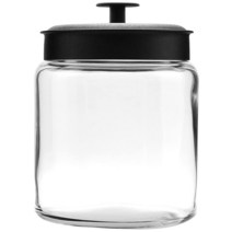 Anchor Hocking Montana 신선한 밀폐 뚜껑이 있는 유리병 블랙 메탈 1, 96 Ounce (Set of 2)