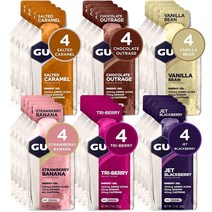 GU 에너지 젤 32g 카페인 함유 24개입 어소티드 플레이버 마라톤 자전거 등산용, 24 Count (Pack of 1), Chocolate Outrage