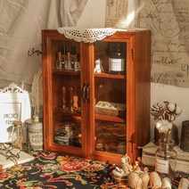 원목 빈티지 엔틱 유리 미니 여닫이 장식장 수납장 진열장 핸드메이드 쇼케이스