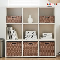 한샘 라탄 패턴 바스켓 2color 바구니, 02.라탄 패턴 바스켓 다크브라운(대)