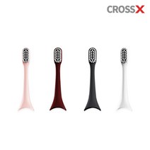[KT알파쇼핑][3개이상 구매시 무료배송] 크로스엑스 전동칫솔모 리필모 칫솔브러쉬 (2P), 블랙+화이트