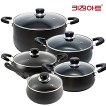 [키친아트] 쥬노블랙 경질냄비 5종18p+20+24양+24전+28곰솥, 상세 설명 참조