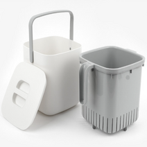 - 음식물 쓰레기통 핸들형 5L 분리수거 수거함 휴지통 모던 용기 플라스틱 주택용 주방 가정용 음쓰통 수거통 아파트 원룸 잔반 간편 미니 // 컬러 다크 그레이