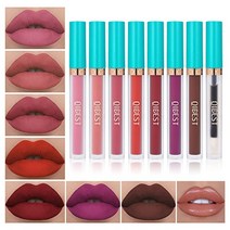 QiBest 8pcs Matte Liquid Lipstick with Lip Plumper Makeup Set Velvety Long Lasting High Pigmented Nu, Set B