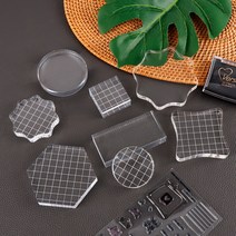 아크릴 스탬프 도장 꾸미기 클리어 도장 블록, 사각 투명 5x5cm 20T