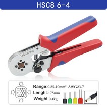 HSC8 6-4 0.25-10mm 23-7AWG 터미널 크림 핑 도구 키트 전기 퍼 플라이어 와이어 엔드 크림프 튜브 박스