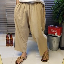 공포스 남성용 9부 밴딩 바이오 린넨 배기 팬츠