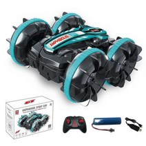 4WD 2.4GHz 2in1 RC 자동차 수륙 양용 방수 원격 제어 자동차 양면 텀블링 360 도 회전 트럭 완구 소년용, one option, Green