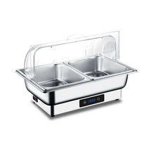 차핑 디쉬 보온 그릇 스텐 리조트 호텔 조식 구내식당, 투명뚜껑/더블칸/9L