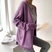 네모 여성용 데일리 오픈형 베이직 니트 가디건