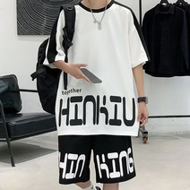 코디코치 율즈 루즈핏 라운드 반팔 반바지 트레이닝 운동복 상하세트