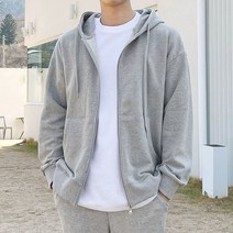 제타22 남성용 오버핏 고중량 무지 투웨이 스웻 기모 후드집업 [1215]