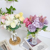 가홈플라워) 조화 추천 바네사 폼소국 믹스 7줄기 부쉬 5color, 다크핑크