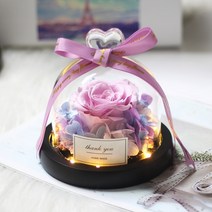 프리츠한센 이케바나 도자기 화병 항아리 독특한 유리 돔 장미와 조명 아름다운 야수 보존된 장미 발렌타인데이 선물, [26] Brown