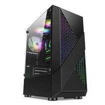 PC 케이스 게임용 컴퓨터 atxm-atxitx 전면 투명 데스크탑 컴퓨터 지원 ssd, 씨엔, 검은 색