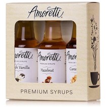 Amoretti 프리미엄 클래식 시럽 50ml 3팩 (프렌치 바닐라 캐러멜 헤이즐넛) (1.69 액량 온스) (3팩) 123694, 1.69 Fl Oz (Pack of 3)_french-