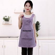 Makone 앞치마 가정용 작업복 주방 키친 베이커리 베이킹 홈카페 홈베이킹, 크로스순면-지퍼퍼플