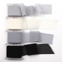 쉬폰 리본끈 세트 주름 리본(4색 3마씩), J.블랙&화이트(Black&White)