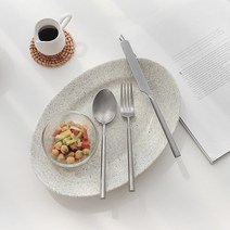 스텐 무광 빈티지 커트러리 북유럽 클래식 디너 스푼 포크 나이프 버터칼, 라인 디너나이프