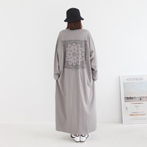 애플망고샵 기모 겨울 빅사이즈 여성 루즈핏 긴팔 페이즐 롱원피스 빅박스티셔츠