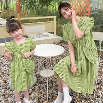 D549 모녀룩 엄마딸 퍼프소매 도트 톡톡튀는 러블리 로맨틱룩 맘커플룩 원피스
