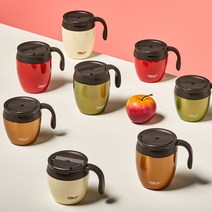 오슬로 보온보냉 애플머그 텀블러 밀폐텀블러 손잡이 뚜껑머그컵 350ml 450ml, 메탈
