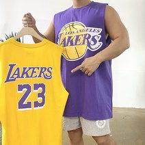 남자 23 농구 프린팅 오버핏 흰색 레이어드 라운드 민소매 나시티 3컬러