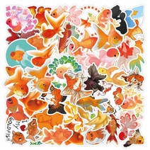 오브젝트스티커 힙한 다꾸팩 레터링 투명 흑백 포인트 스티커 다꾸세트 10/51Pcs 만화 금붕어 관상어 귀여운 장난감 DIY 병 냉장고 방수 낙서 822EA 1, 52Pcs
