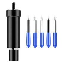 페이퍼커터 재단기 라운더 책절단기 커팅기 커터 6 pcs 교체 딥 컷 블레이드 + cricut 메이커 용 하우징 딥 포인트 딥 컷 블레이드 에어 커팅 플로터 탐색, 1 세트