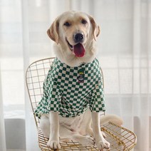 대형 개 옷 여름 래브라도 골든 리트리버 옷 그린체크, 그린 바둑판 8번 (17-22kg)