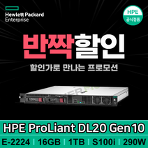 [P17079-B21_1TB 포함] HPE DL20 Gen10 (E-2224 4core 3.4GHz 1P 2LFF 1TB HDD 16GB S100i 290W 레일킷)