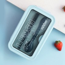 시율 밀짚 직장인 도시락통 런치박스 3종, 블루
